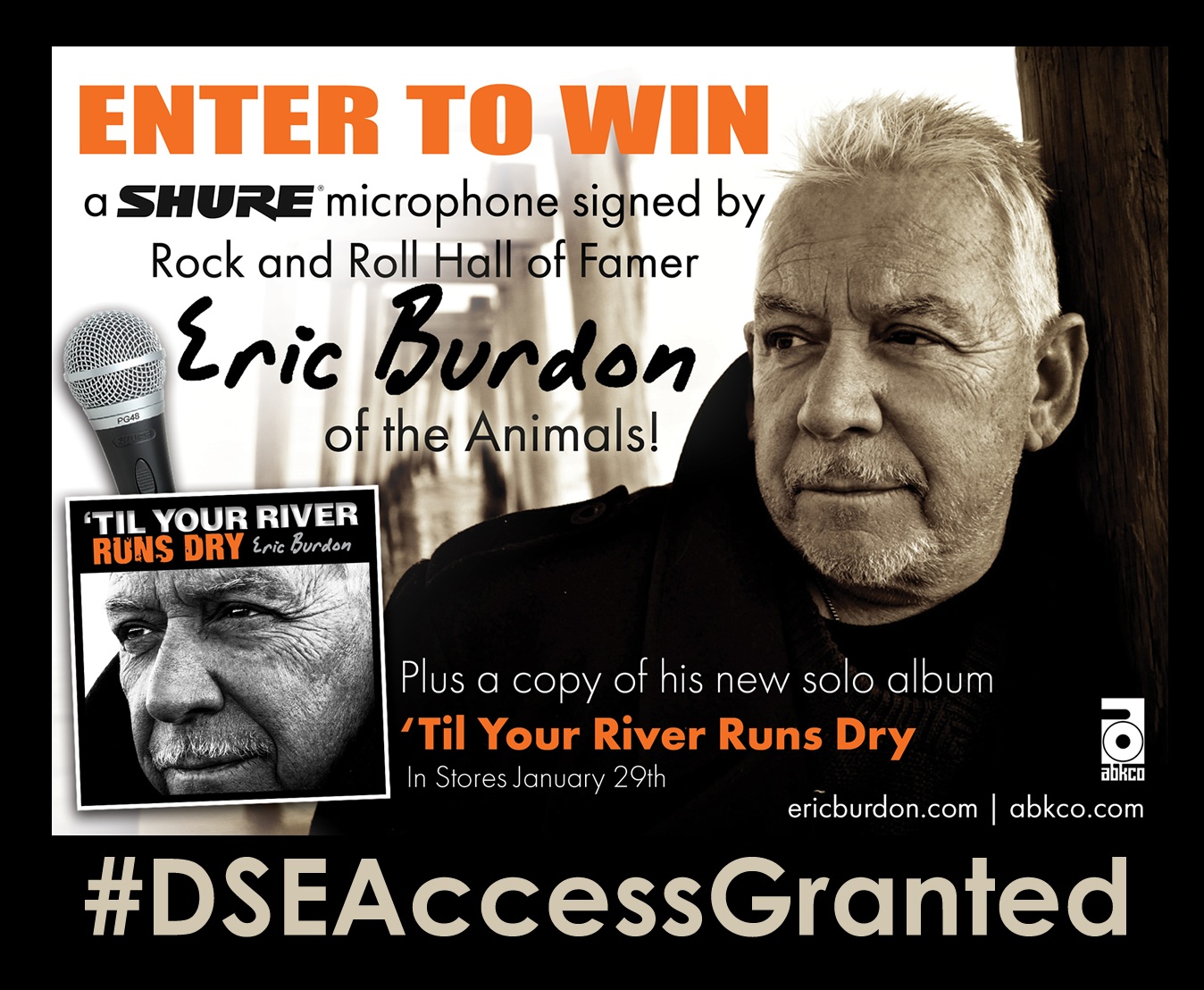 ENTER TO WIN a SHURE Microphone Signed by Rock and Roll Hall of Famer Eric Burdon of the Animals!