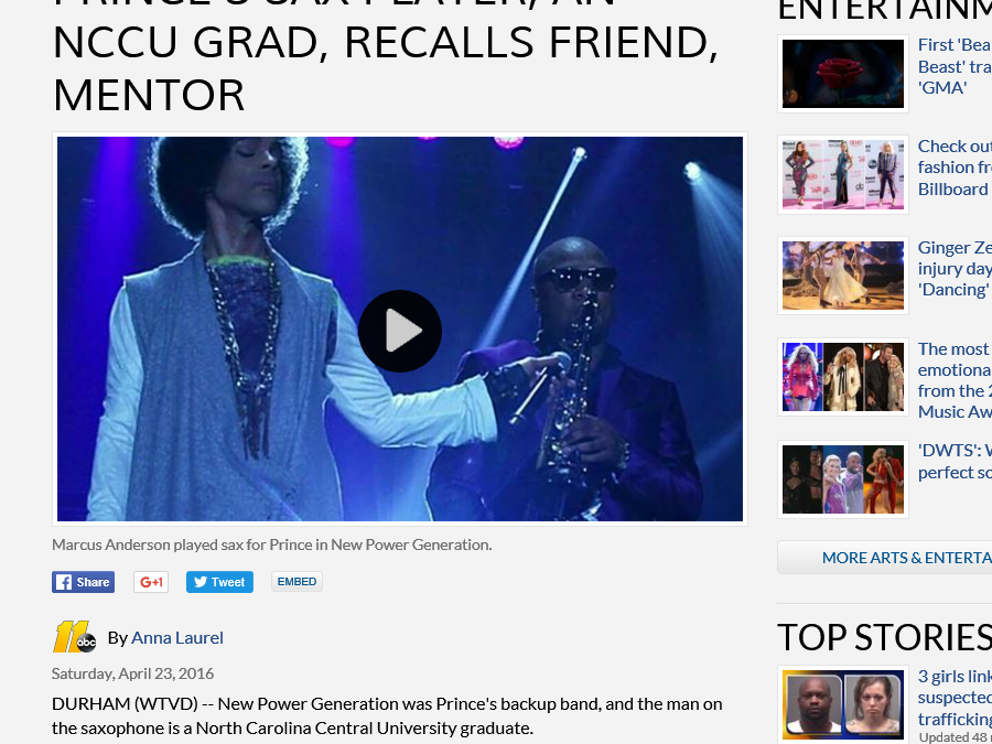 Prince’s sax player, an NCCU grad, recalls friend, mentor