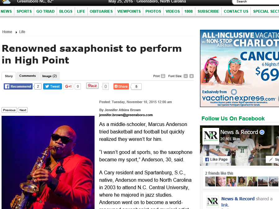 Renowned saxaphonist to perform in High Point