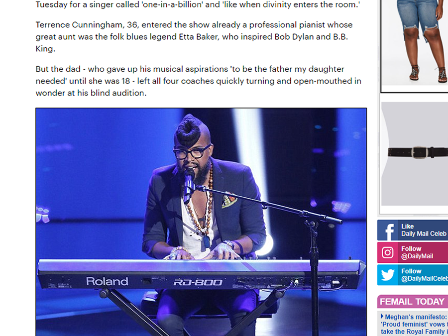 The Voice: Alicia Keys recruits Terrence Cunningham after all four judges heap praise on My Girl singer